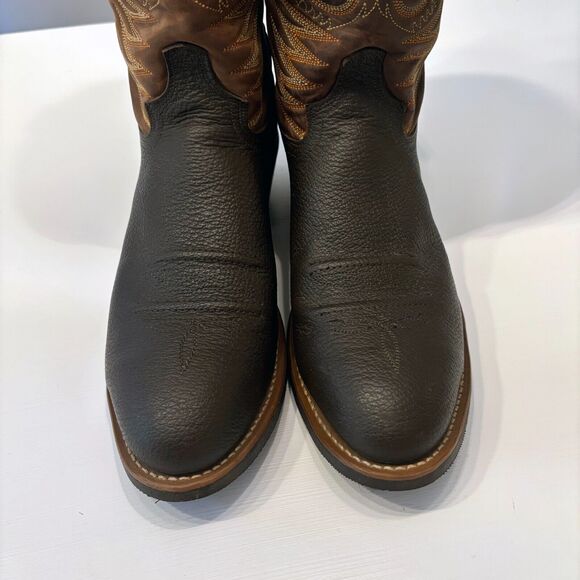 Abilene Men's Brown Leather Western Stitched Cowboy Ranch Boots Size 10 B - Picture 5 of 12